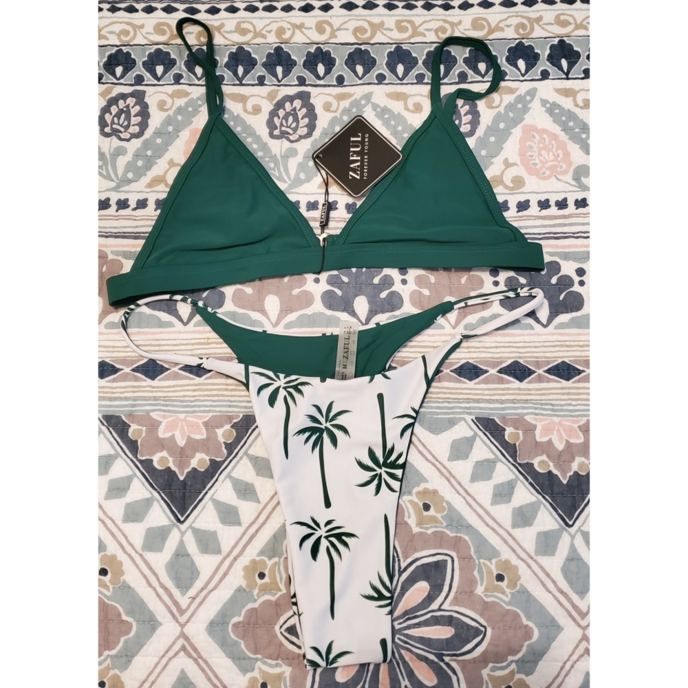 Zaful Palm Bikini High Hip